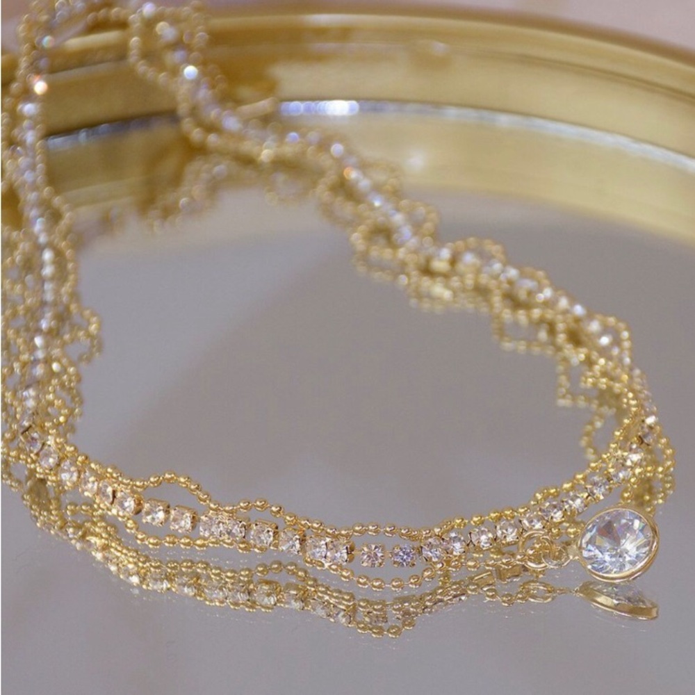 New crystal choker female summer light luxury niche design sense necklace